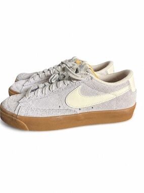Nike SB Zoom Suede Low-Top Sneakers in Light Gray with Cream Swoosh and Gum Sole